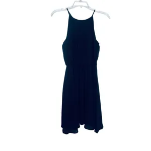 Lush Black High Neck Halter Chiffon Mini Dress XS Cocktail Party Wedding Guestcc thumbnail 3