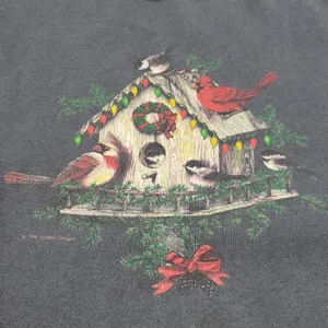 Endless Designs Vintage Sweatshirt Size Medium M Holiday Birds Birdhouse Graphic Unisex Sweatshirt thumbnail 4