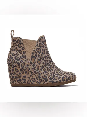 TOMS Kelsey Leopard Print Suede Wedge Ankle Booties Size 7.5 thumbnail 3