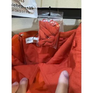 Dress the Population Fernanda Maxi Dress Strapless V Neck‎ Gown Poppy Orange L thumbnail 8