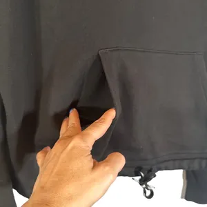 Puma Black Cropped Adjustable Waist Kangaroo Pouch Casual Sweatshirt Women Sz L thumbnail 5