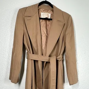 8/M Trench Coat Long Jacket Pendleton classic camel 100%pure virgin wool Vintage thumbnail 5