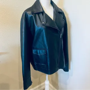 Princess Polly Faux Vegan Leather Motto Jacket size 6 thumbnail 5