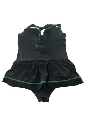 Hot Topic Harry Potter Slytherin One Piece Skirt Swimsuit Size 2X Black Green thumbnail 4