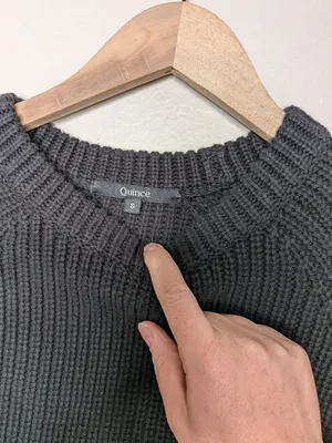 Quince Organic Cotton Black Knit Fisherman Sweater Size S thumbnail 4