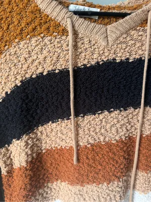 Striped Popcorn Knit Hooded Sweater Women’s thumbnail 3