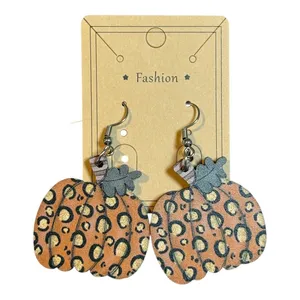 Pumpkin Earrings Women OS Orange Leopard Print Halloween Fall Festive‎ thumbnail 2
