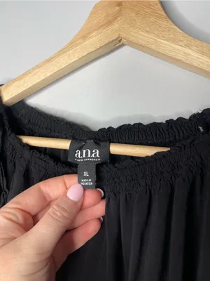 a.n.a Black Ruffle-Trim Smocked Babydoll Top (X-Large) thumbnail 4