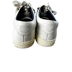 Tory Burch Sport‎ Ruffle Howell Court Sneakers 9 White Navy Leather Athletic thumbnail 5