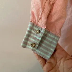 Free People Intimately Pastel Color Stripe Oversized Boho Button Down Shirt XS thumbnail 6