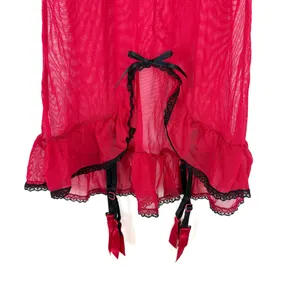 Frederick's of Hollywood Red Lace Babydoll Garter Lingerie Top thumbnail 9