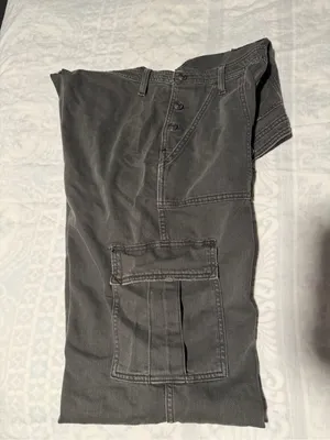 aerie baggy gray Cargo Denim Overalls wide leg size M thumbnail 8