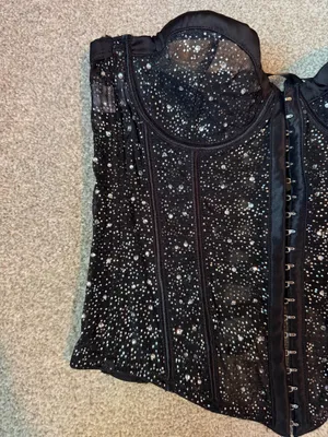 Forever 21 Black Rhinestone Corset Top thumbnail 3