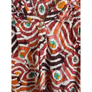 Anthropologie Maeve Short-Sleeve‎ Ruffle Yoke Colorful Blouse size xs thumbnail 4