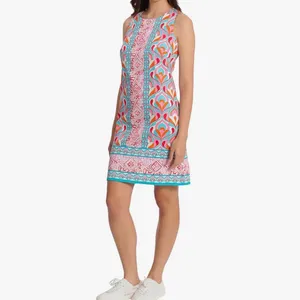 London Times Women's Cotton Sateen Preppy Bright Happy Vacation Shift Dress thumbnail 2