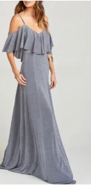 NWT Show‎ Me Your Mumu Renee Ruffle Maxi Dress in Dancing Queen Shine Smoke thumbnail 1