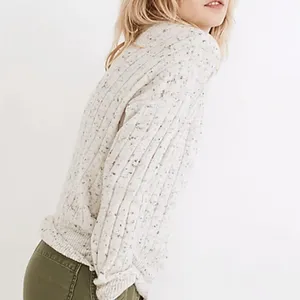 Madewell Donegal Bowden Henley Wool Blend‎ Sweater Coziest Yarn in Cream thumbnail 2