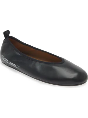 OFF-WHITE Leather Slip On Ballet Ballerina High Heel Flats thumbnail 5