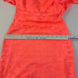 Windsor Neon‎ Coral Orange Floral Lace Open Back Bodycon Mini Dress Medium thumbnail 9