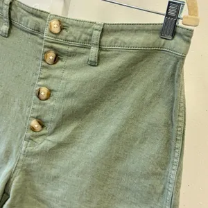 Madewell High Rise Utility Shorts Sage Green Flecked Button Fly L8678 Size 31 thumbnail 3