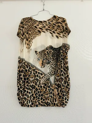 Blossom by P Leopard-Print Women's Blouse in Tan and Black OS thumbnail 2