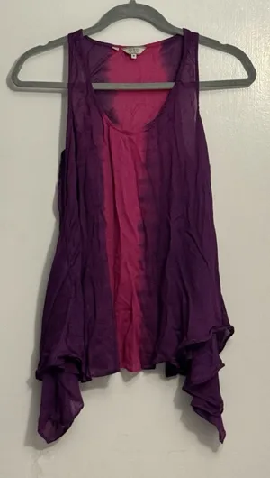 Y2K/2000s GUESS Women's Sheer TieDye Purple and Pink Tank Top Racerback - Size M thumbnail 1