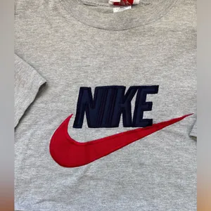 Vintage Reworked Nike Cropped T-Shirt Size XL Gray Patchwork thumbnail 2