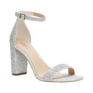 INC International Concepts Two-Piece Sandal Block Heel Silver Crystal Gray 9M thumbnail 7