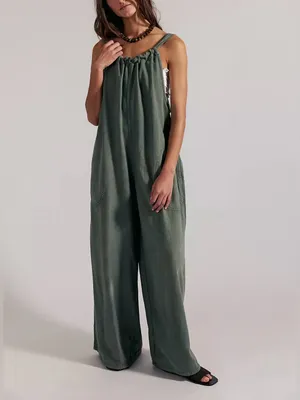 NWT Free People We The Free Freebird Jumpsuit - Four Leaf Clover Green - XS thumbnail 4