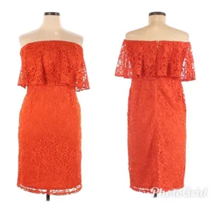 THALIA SODI Strapless Lace Cocktail Dress Medium Orange Midi Cocktail‎ Party New thumbnail 4