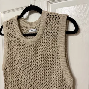 TNA‎ x ARITZIA dundas open knit sweater vest tan size large thumbnail 4
