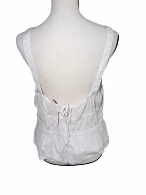 Madewell Poplin Sophia Peplum Tank White Smocked Square-Neck Camisole XL thumbnail 4