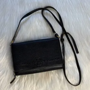 Tory Burch Black McGraw Flat Leather Wallet Crossbody thumbnail 1