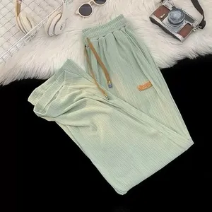 Summer Lounge Pants XS‎ – Cool Touch Ribbed Mint Green Elastic Waist Loungewear thumbnail 2