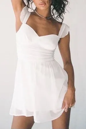 Princess Polly So Sweet Mini Dress White Chiffon US 6‎ NWT Bridal Graduation thumbnail 1