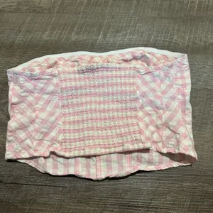 Free People Pink Leilani Cotton Gingham Tube Top thumbnail 7