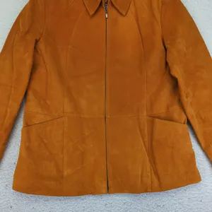 MontanaCo Suede Leather Jacket‎ Women's Full Zip Copper Orange Warm Tone Large thumbnail 4