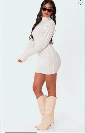 White Cable Knit Sweater dress thumbnail 4