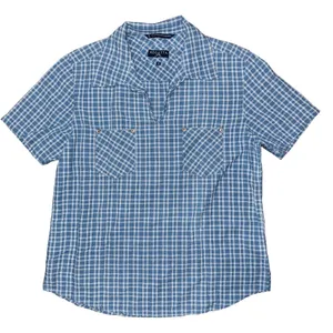 Vintage‎ Regatta Blue Plaid Short Sleeve Popover Shirt Coastal Cottage Preppy thumbnail 1