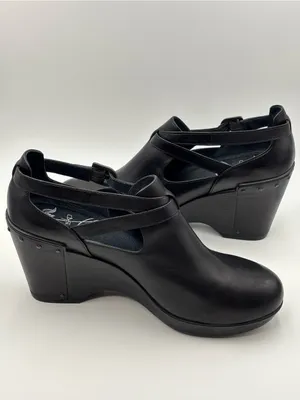 Dansko Black Platform Leather Wedge Mary Jane Slingback Size 40 thumbnail 9