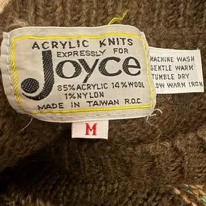 Vintage Joyce Taiwan‎ Knit Sweater Vest Brown Striped Button Shoulder M thumbnail 3