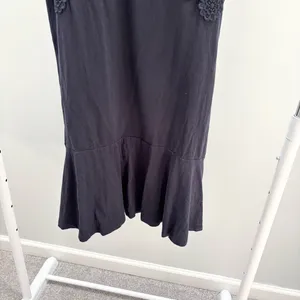 LOFT Navy Blue Sleeveless Embroidered Floral Lace Overlay Yoke Drop Waist Dress thumbnail 4