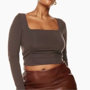Aritzia Wilfred Lydia Square Neck Ruched Top in Poetic Pink- Size Small thumbnail 2