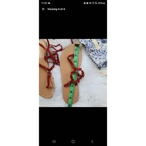 Pilcro Leather‎ Red Metal Strap Gladiator Sandals Size 7 thumbnail 5