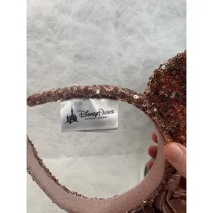 Disney Parks Minnie Mouse Rose Gold Sequined Ear Headband with Bow Accessory thumbnail 6
