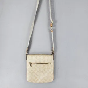 Coach North South Rowan File Bag‎ Women Khaki White Signature Canvas Crossbody thumbnail 6