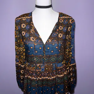 Altar’d State Bohemian Long Sleeve Floral Print Mini Dress thumbnail 2