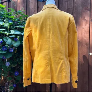 Liz Claiborne Yellow Corduroy Double Breasted Pea Coat Jacket Size L EUC thumbnail 2