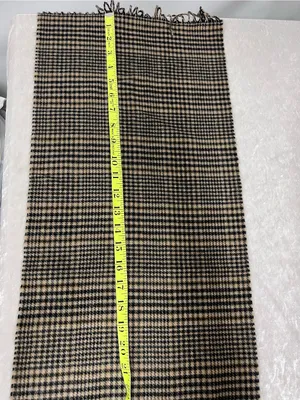 Classic Houndstooth Fringe Shawl Scarf 100% cashmere made in Scotland Neutral thumbnail 4