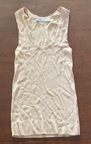 Zara Tan Bodycon Scoop Neck Tank Top thumbnail 1